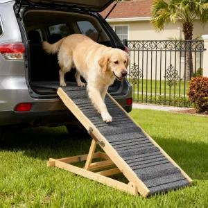 TimHAKA 침대용 개 경사로 차량용 40인치 최대 150파운드를 지원하며 10.2인치에서 26.8인치 높이 설정