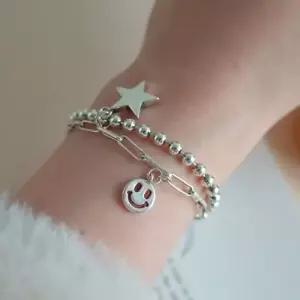 스마일 팔찌 실버 패션 별 귀여운팔찌 여자팔찌 별팔찌 우정팔찌 은색팔찌