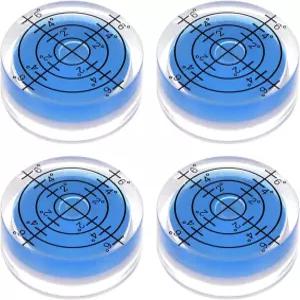 HARFINGTON 4pcs 원형 버블 레벨 32x12mm 미니 불시 스피릿 카메라 삼각대 망원경 워크숍 턴테이블 파란색