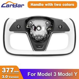 Carbar 테슬라 모델 3 Y용 레이싱 카 핸들, 377mm 요크 스티어링 휠 3.0, 가열 지지대 포함, 색상 사용자