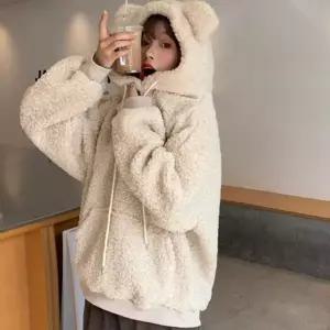 곰돌이귀 후드티 뽀글이 후드 맨투맨