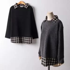 [하프클럽/나야홍]빅사이즈 601 스판체크카라니트티 DRII031