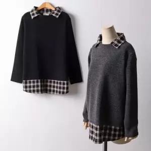 빅사이즈 601 스판체크카라니트티 DRII031