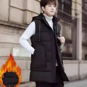 남성 롱 패딩조끼 캐주얼 후드 롱베스트 퀼팅 겨울 방한 캠핑 차박 등산