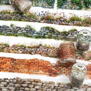 2롤 애완 동물 테이프 녹색 필드 꽃 벽 시리즈 씰링 스티커 앨범 일기 장식 전화 케이스 노트북 액세서리