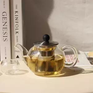 스위티 호박마차 포트 800ml WST8122유리찻주전자 내열 홍차 녹차 허브 거름망 스텐 잎차 꽃차 티팟 유리팟