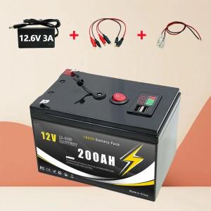 12V 18650 200Ah 리튬 배터리 LiFePO4 4000+ 딥 사이클 내장형 BMS