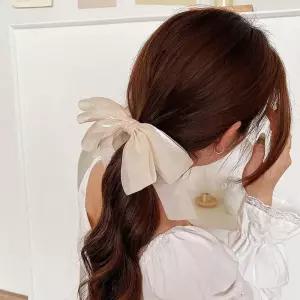 헤어 리본 여성 편한 쉬폰 바나나핀 포니테일 올림머리핀 여자