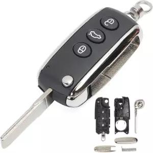 벤틀리 컨티넨탈 GTC Mulsanne 2004-2016 P/N용 Keyecu 플립 원격 키 쉘 케이스 Fob 3 버튼 KR55WK45032