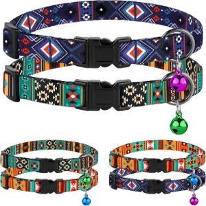 고양이 목걸이 분리형 2PCS 패턴 조절 가능한 부족 고양이용 아즈텍 남서쪽 안전 애완동물 (Aztec +