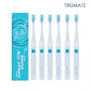 [트로마츠] 그레이트검즈 원 일체형 치석 플라그 제거 생체전류 칫솔 (6개) TROMATZ-GG1-6