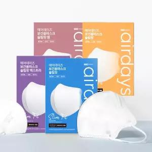 에어데이즈 슬림핏 KF94 마스크 대형 화이트 100매 국내생산 식약처 승인/여름/얇은/가벼