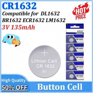 호환상품  5개-100개 CR1632 3V 135mAh 버튼 배터리 (DL1632 코인 셀) 장난감 자동차 키 리모컨 시계용