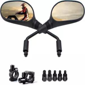 비셔더 ATV 미러 범용 8mm 10mm 볼트 7/8인치 핸들 바 마운트 클램프 모터사이클 볼록 후방 뷰 핏 혼다
