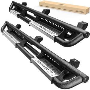 2018-2026 지프 랭글러 JL 4도어, 페인트칠 가능한 사이드 스텝 레일 코팅 블랙 카본 스틸 너프 바와 호환되는 오토사버88 러닝 보드