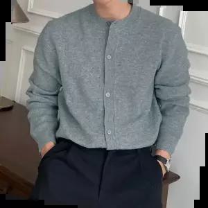 간절기아우터 니트 가을 봄 무지 남성 깔끔한 가디건 라운드넥