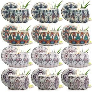 12팩 시트로넬라 캔들 야외 파티오용 천연 향초 360시간 지속 가능한 소이 왁스 세트 정원용 여름 휴대용 벌크 파티오 발코니 캠핑 실내