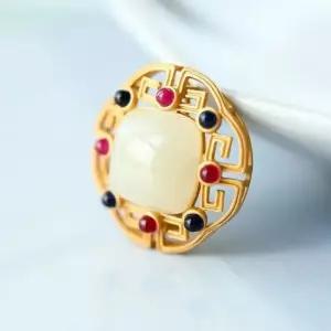 브로치 미니 화이트 귀엽운 데일리 옥장신구 옥반지 자연주의브로치 상감브로치