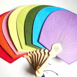 무지 한지 원형 종이부채 8색 팬 종이 부채 장식 한국 전통 미니어처 수제 소품 여름