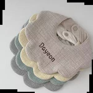 아기침받이 은화 아기 영유아 신생아 플라워 자수턱받이