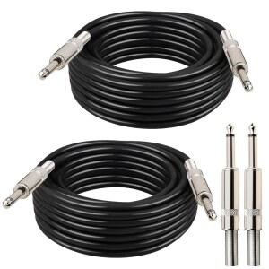 무커프 1/4인치 스피커 케이블 - 2PCS 20피트 TS 남성 DJ /PA 악기 기타 오디오 앰프 기타용 20FT 와이어 코드 2팩