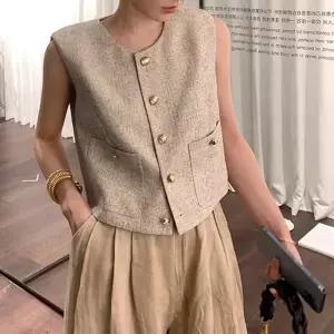 [하프클럽/비틀버드]시그니처 트위드 베스트 조끼 FLS_1006004