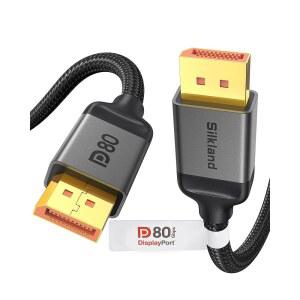 실크랜드 80Gbps 디스플레이포트 케이블 2.1 6.6FT / 2M [VESA 인증], [8K@240Hz, 4K@540Hz 360Hz 240Hz] DP 16K, DP80 HDR DSC 디스플레이 포트 코드 호환 FreeSync 게이밍 모니터 5090 7900XTX, S1334
