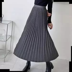 플리츠 치마 롱 주름 스커트 허리밴딩 가을 데일리룩