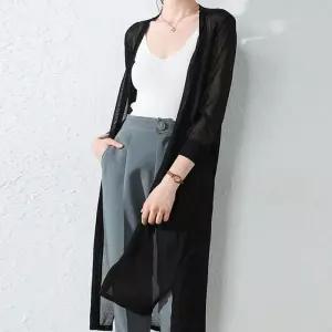 여성 9컬러 모 플로우 무드 시스루 롱 가디건 LK-G003