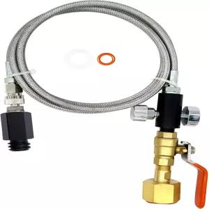 유량 제어 볼 밸브와 60인치 스테인리스 스틸 호스가 포함된 소다 메이커 어댑터 호스 키트 제트 원터치