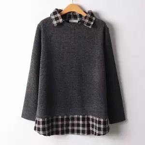 [하프클럽/] 체크카라레이어니트티 RII031M602 빅사이즈