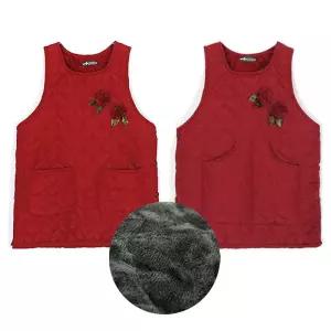 겨울 극세사 누빔 앞치마 따뜻한 기모 조끼 원피스형 IFI5+6mwq