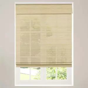 Calyx 인테리어 무선 대나무 로마 그늘막 블라인드 조명 필터링 22.5인치 W x 64인치 H 실론 내추럴 뉴트럴