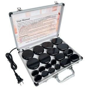 밍지시예 핫스톤 마사지 세트, 현무암 스톤 20개, 홈 스파 온열 테라피에서 휴식을 취하기에 적합합니다