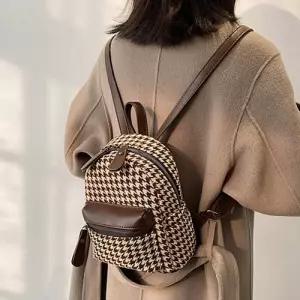 하운드 체크 패턴 여성 캐주얼 미니 가방 작은 백팩