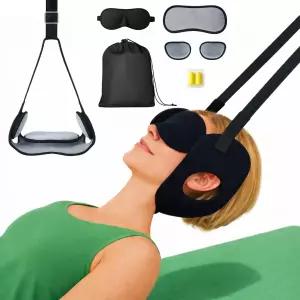 목 를 위한 더치브루흐 경추 견인 스트레칭 해먹 탈착식 패드 마스크 귀마개 및 보관 가방 가정용 또는