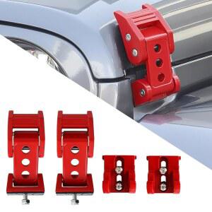 Averlongaz 지프 랭글러 2007-2018 JK JKU, 2018-2025 JL JLU, 2020-2025 글래디에이터 JT와 호환되는 레드 후드 래치 1쌍