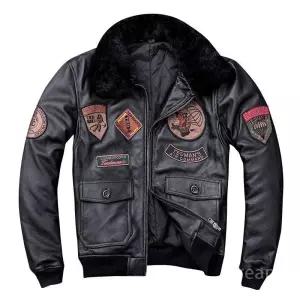 리얼 소가죽 남자 바이커 공군 파일럿 항공점퍼