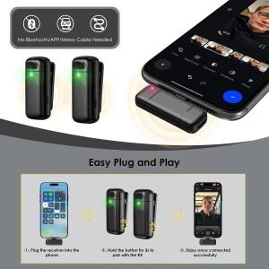 무선 라 발리에 마이크 충전 박스가있는 iPhone Android 용 미니 휴대용 소음 감소 비디오 녹화