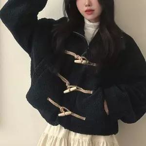 여성 ZD46GQ11 떡볶이 단추 뽀글이 양털 자켓 HH-E70