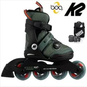 K2 에디보아 카키 아동인라인 5단계 사이즈조절 가방+보호대[세미]