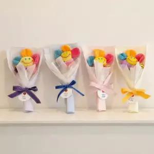 츄파춥스 레인보우 스마일 인형 한송이 꽃다발 미니꽃다발 사탕 화이트데이 단체 답례 행사 선물