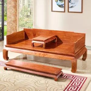 레버딜 옥마루흙돌침대 쇼파형 어르신 효도선물 동양풍 자단나무 고풍스러운 튼튼한다리 거실겸용