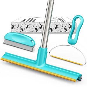 애완동물 털 제거용 카펫 갈퀴 (3팩), 개 고양이 털 제거 고무 빗자루, 스테인리스 스틸 긴 손잡이 보푸라기 면도기 클리너 도구, 카펫용 스크래퍼 브러시, 러그, 카 매트, 소파, 애완동물 침대