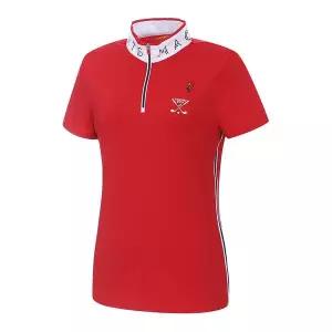 [아웃도어스/마코](여성)넥 배색 집업 반팔 티셔츠_MLW2TH70