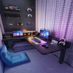 코너형 L자형 컴퓨터책상 게이밍 학생 사무용 모던 원목 데스크 책장 포함 실용적 디자인