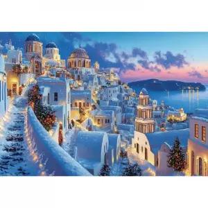 퍼즐2000피스 눈 덮힌 산토리니의 일몰 미니 직소퍼즐 2000피스 직소퍼즐2000