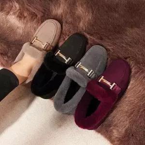 여자털단화 도톰한 퍼 안감 여성 겨울 로퍼 방한 슈즈 모카신