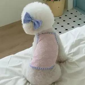 [반려] 강아지 하트 슬링 나시티 1P 머리핀 세트 여름 티셔츠