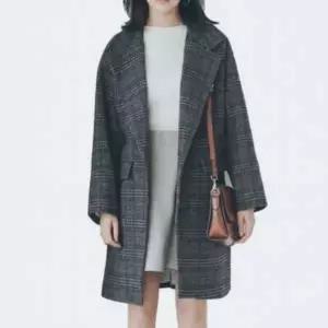 [하프클럽/]여성 루즈핏 체크 모직 숏자켓 가을 겨울 데일리 스타일